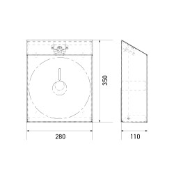 Dimensions distributeur papier WC inox NEXT – L280 x P110 x H350 mm Dimensions distributeur papier WC inox NEXT – L280 x P110 x H350 mm
