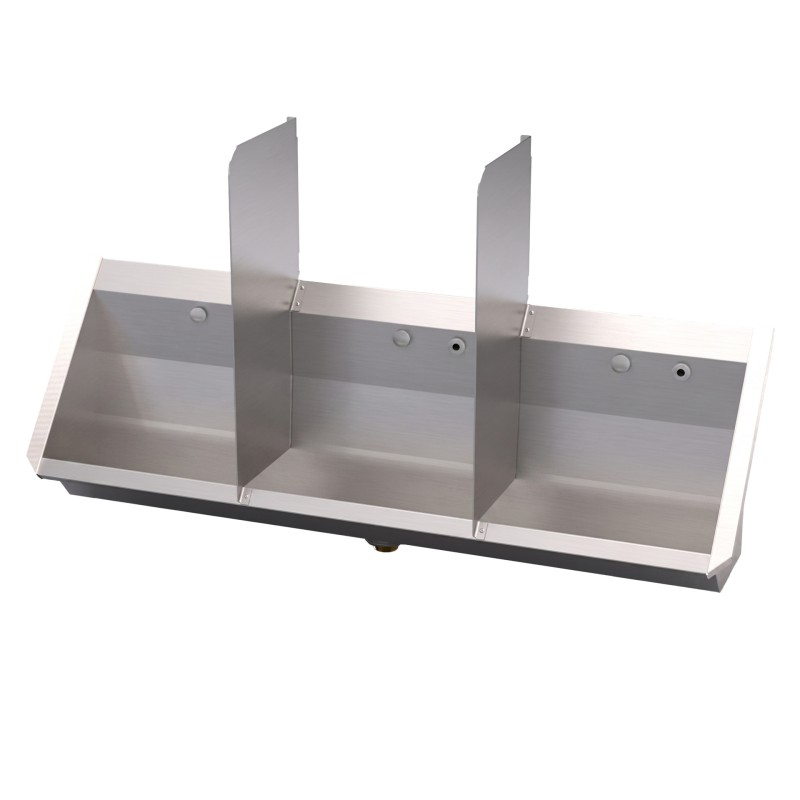 Urinoir collectif suspendu inox avec option séparateurs d’urinoirs URCO-1-SEP