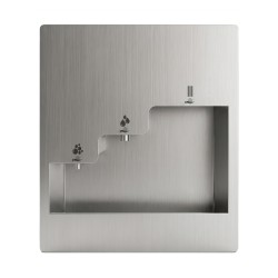 Recessed hand sink for facilities, stainless steel AISI 304 avec soap, water and automatic drying