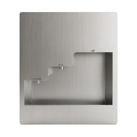 Lave-mains encastrable antivandalisme inox 3-en-1 avec savon, eau et sèche-mains sans contact