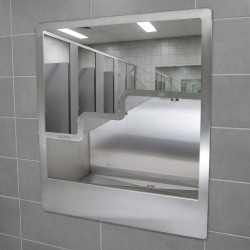Stainless steel handwashing station with soap, water, air and optional mirror, fully automatic for vandal-prone sites
