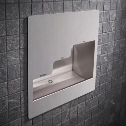 Wall-mounted recessed vandal-resistant stainless 3-in-1 hygienic touchless washbasin for public spaces