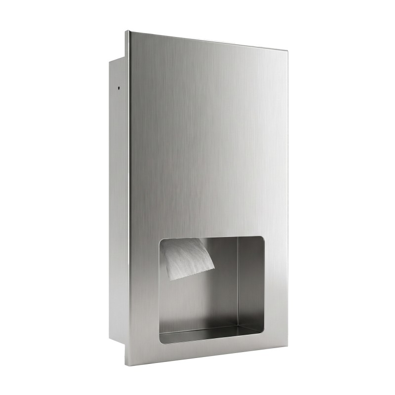 Dérouleur papier WC maxi 400 m encastré inox antivandalisme avec alimentation arrière Dérouleur papier WC maxi 400 m encastré inox antivandalisme avec alimentation arrière