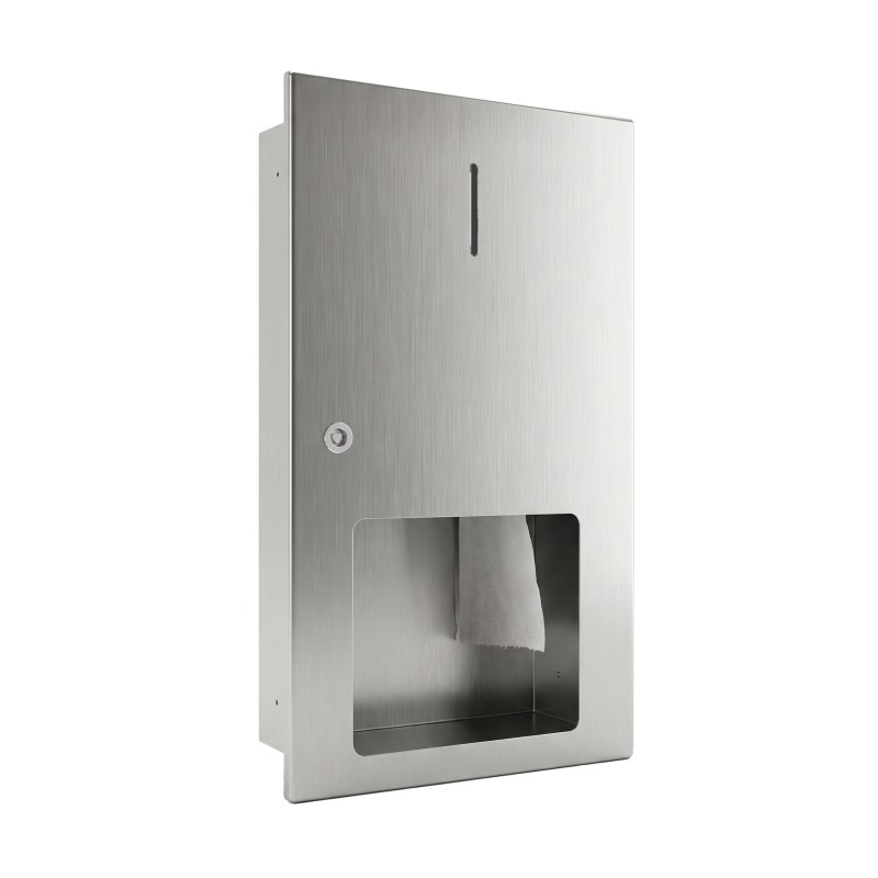 Porte-rouleau WC encastré inox brossé pour rouleau maxi 400 m Porte-rouleau WC encastré inox brossé pour rouleau maxi 400 m