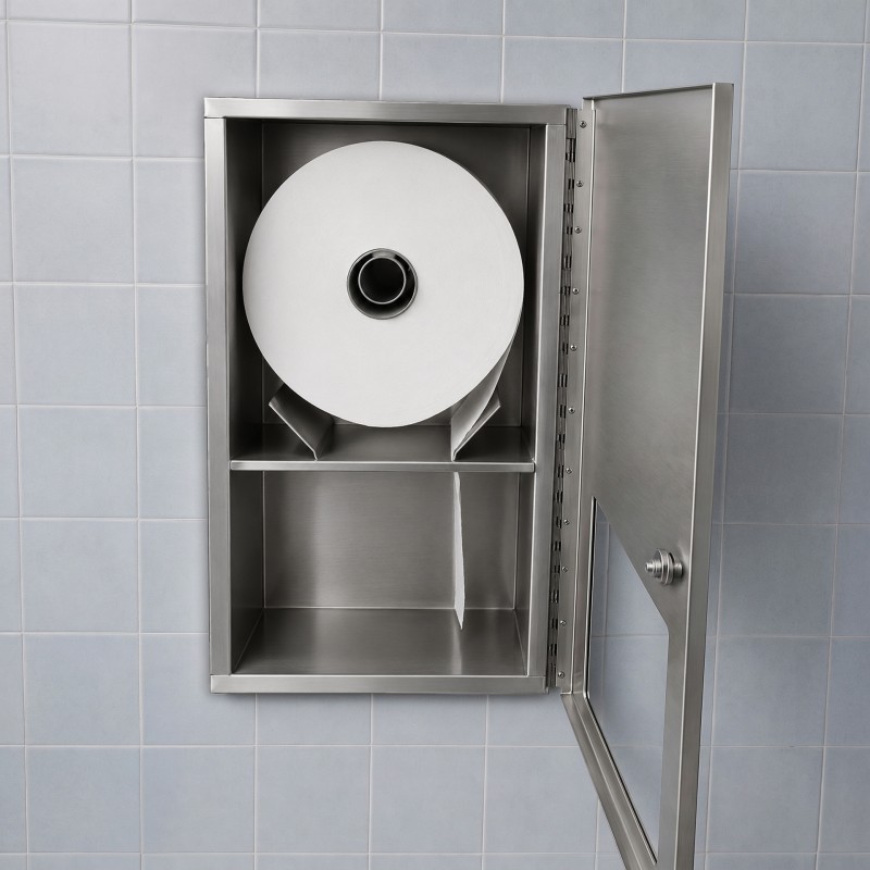 Porte-papier toilette grande capacité inox antivandalisme avec serrure Porte-papier toilette grande capacité inox antivandalisme avec serrure