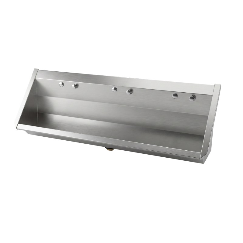Urinoir collectif 3 places en inox finition satinée avec robinetterie temporisée intégrée Urinoir collectif 3 places en inox finition satinée avec robinetterie temporisée intégrée