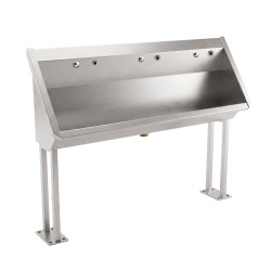 Wall-mounted stainless steel sensor urinal without mounting feet for public restrooms