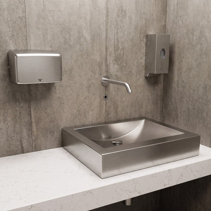 Stainless steel rectangular sink, contemporary design countertop mounted Stainless steel rectangular sink, contemporary design countertop mounted