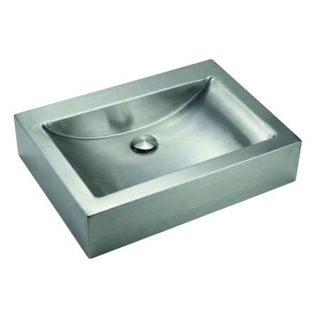 Lavabo design rectangulaire inox à poser ou fixation murale