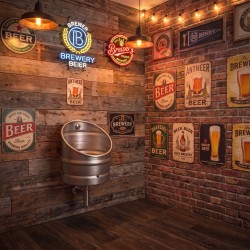 Urinoir design fût de bière KEG en acier inoxydable avec chasse automatique Urinoir design fût de bière KEG en acier inoxydable avec chasse automatique