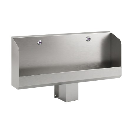 Wall-mounted stainless steel collective urinal with automatic individual flushing