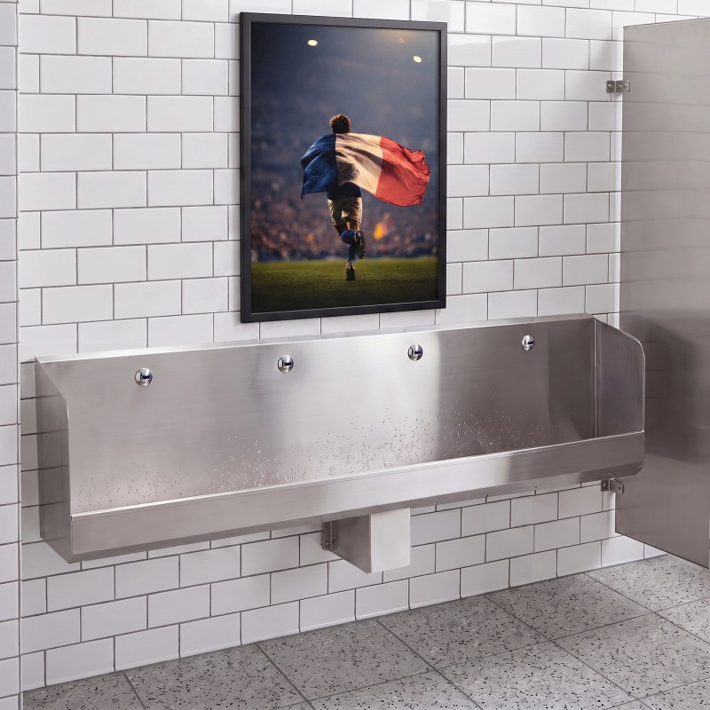 Urinoir mural inox antivandalisme avec rinçage automatique individuel par utilisateur Urinoir mural inox antivandalisme avec rinçage automatique individuel par utilisateur