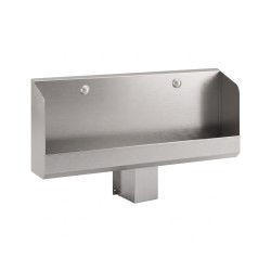 Urinoir rigole mural inox 2 places avec rinçage automatique invisible Urinoir rigole mural inox 2 places avec rinçage automatique invisible