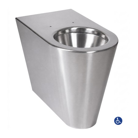 WC à poser inox ULTIMA TC pour PMR avec fixation en travers cloison