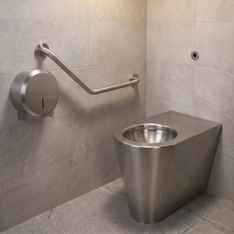 Inodoros accesibles PMR en inox cepillado antivandalismo para sanitarios colectivos Inodoros accesibles PMR en inox cepillado antivandalismo para sanitarios colectivos