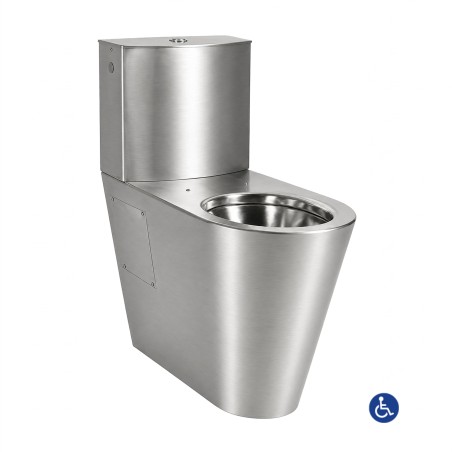 WC monobloc inox ULTIMA surélevé à poser pour PMR avec réservoir inox