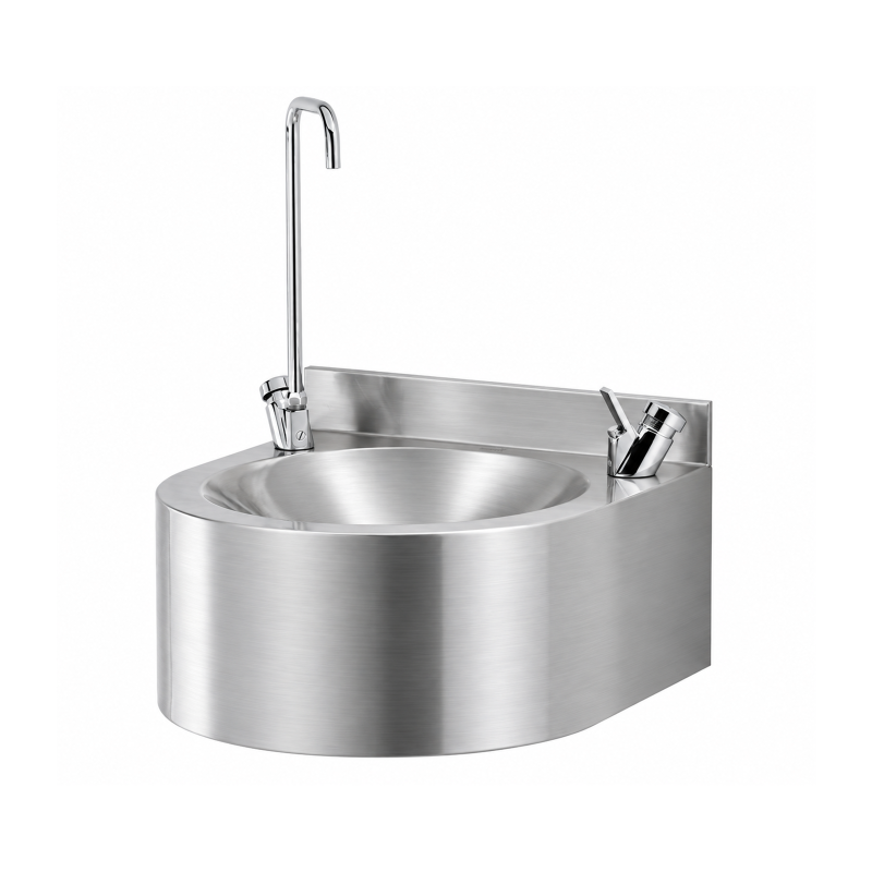 Stainless steel drinking fountain avec high spout for pitcher and bottle filling Stainless steel drinking fountain avec high spout for pitcher and bottle filling