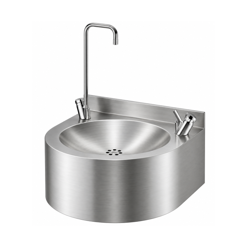 Wall-mounted stainless steel drinking fountain avec swan neck spout for bottle Wall-mounted stainless steel drinking fountain avec swan neck spout for bottle