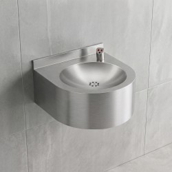 Wall-mounted stainless steel drinking fountain with automatic touchless bubbler Wall-mounted stainless steel drinking fountain with automatic touchless bubbler
