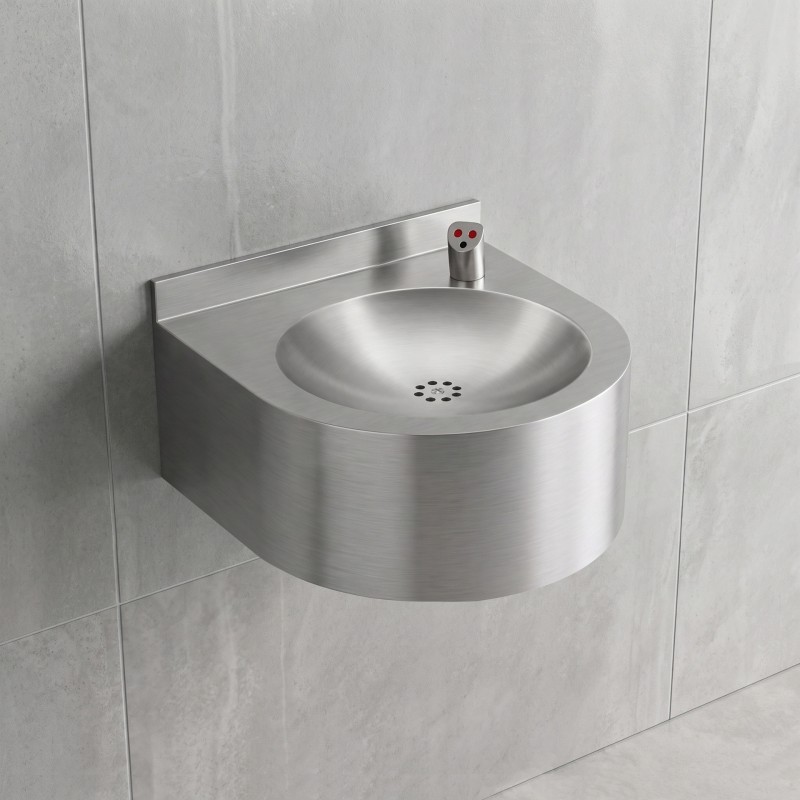 Fuente de agua mural de acero inoxidable con grifo bebedero automático sin contacto