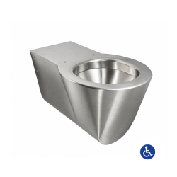 WC suspendu PMR rallongé OPTIMA design en inox brossé pour sanitaires accessibles WC suspendu PMR rallongé OPTIMA design en inox brossé pour sanitaires accessibles