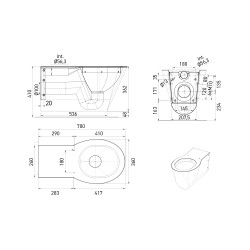 Dimensions WC suspendu PMR OPTIMA rallongé – L360 x P700 x H362 mm Dimensions WC suspendu PMR OPTIMA rallongé – L360 x P700 x H362 mm