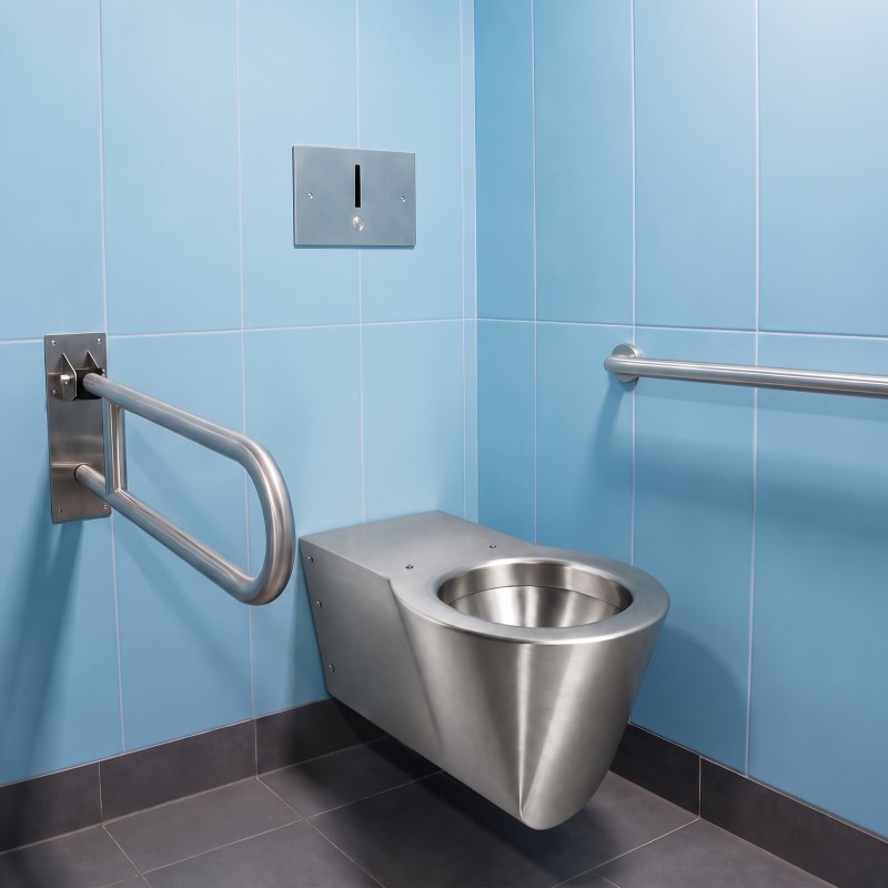 Cuvette suspendue OPTIMA en inox brossé AISI 304 pour sanitaires PMR et collectivités Cuvette suspendue OPTIMA en inox brossé AISI 304 pour sanitaires PMR et collectivités