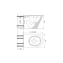 Plan wc inox supendu antivandalisme