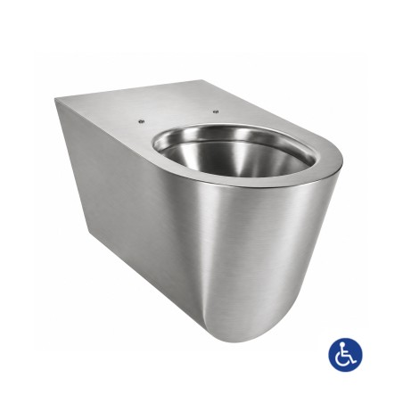 Elongated PMR wall-hung toilet bowl, stainless steel anti-vandal, ULTIMA TC with cross-partition mounting