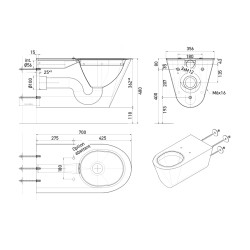 Dimensions WC suspendu inox PMR rallongé ULTIMA TC Dimensions WC suspendu inox PMR rallongé ULTIMA TC