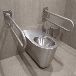 Wall-hung stainless steel toilet ULTIMA TC extended for accessibility with vandal-proof fixing Wall-hung stainless steel toilet ULTIMA TC extended for accessibility with vandal-proof fixing