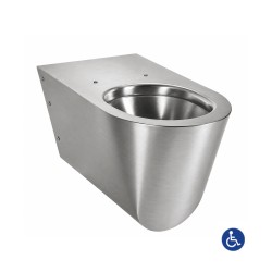 Inodoro suspendido ULTIMA en inox cepillado alargado 700 mm para PMR