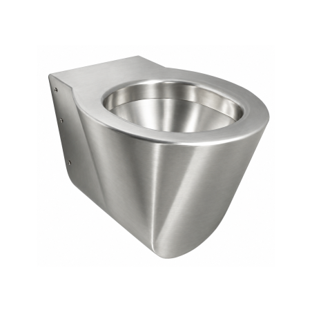 Suspended toilet bowl OPTIMA stainless steel brushed design and vandal-proof