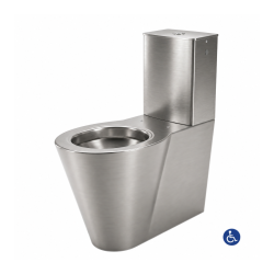 WC inox OPTIMA monobloc surélevé à poser pour PMR avec réservoir en inox brossé
