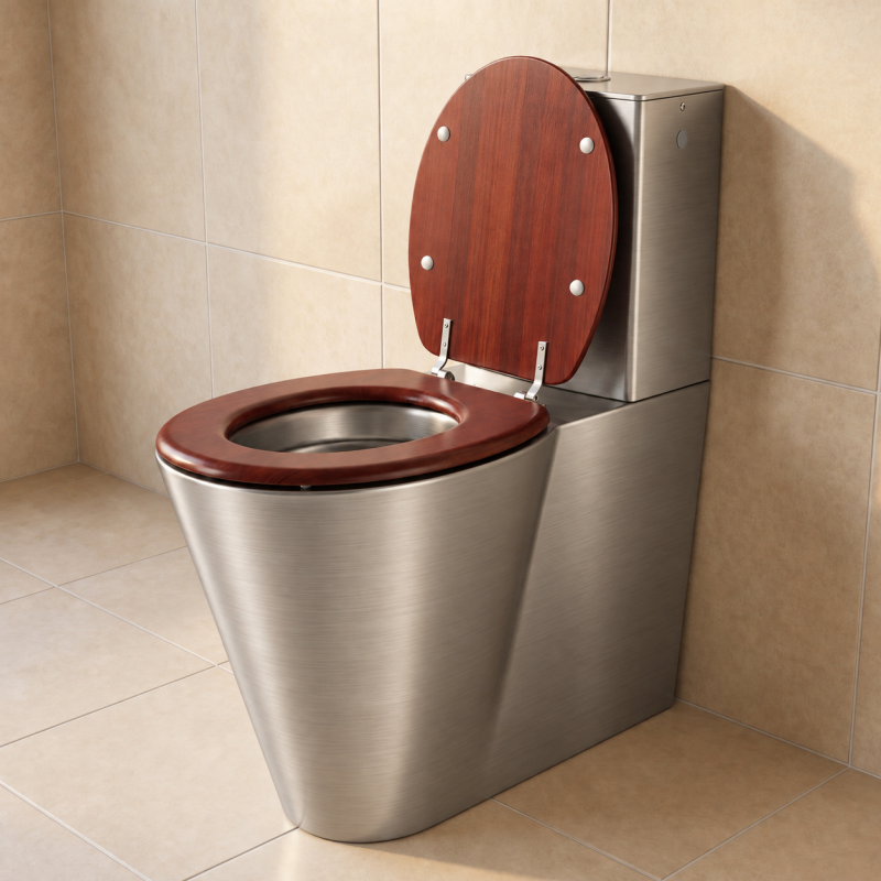 WC inox sur pied OPTIMA pour personnes à mobilité réduite avec réservoir intégré