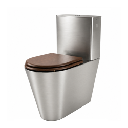 WC inox à poser avec réservoir ULTIMA et abattant aspect acajou WC inox à poser avec réservoir ULTIMA et abattant aspect acajou