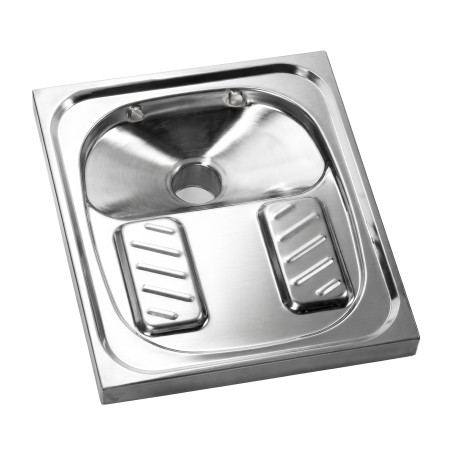 Toilet squatting pan, brushed stainless steel, recessed installation