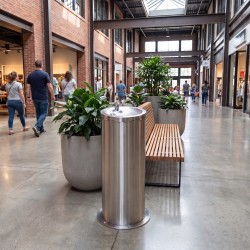 Floor-standing stainless steel vandal-resistant drinking fountain