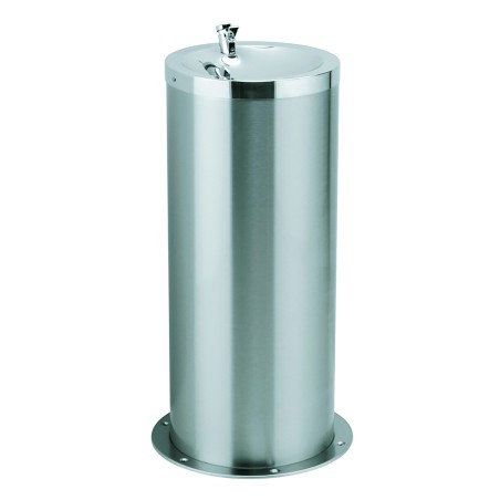 Stainless steel floor-standing drinking fountain for public spaces