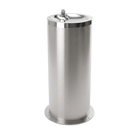 Stainless steel floor-standing drinking fountain with touchless automatic tap