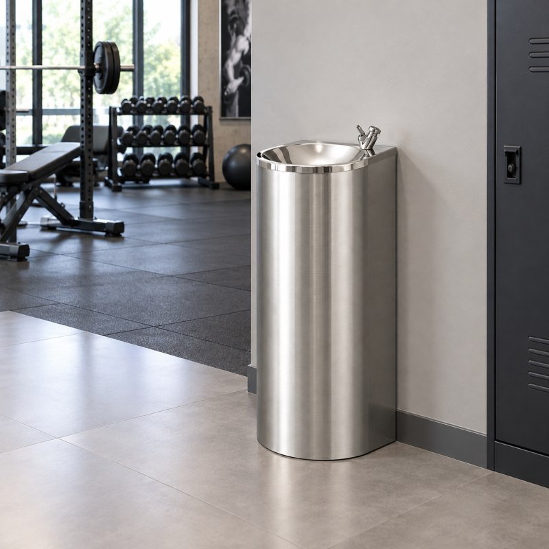 Fontaine réfrigérée inox avec robinet rince-bouche pour boire ou remplissage de verre