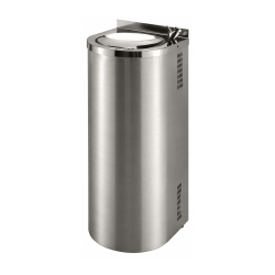 Mains-fed water fountain in brushed stainless steel, semi-column, floor-standing Mains-fed water fountain in brushed stainless steel, semi-column, floor-standing