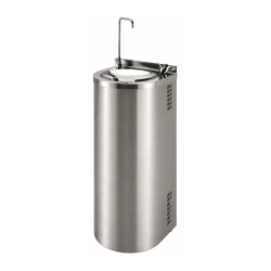 Stainless steel pedestal drinking fountain with bubbler tap and swan-neck spout Stainless steel pedestal drinking fountain with bubbler tap and swan-neck spout