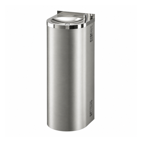 Fontaine à boire semi-colonne en inox brossé avec robinet automatique sans contact