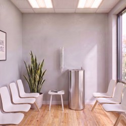Stainless steel floor-standing drinking fountain for fresh water, to connect to the mains water supply Stainless steel floor-standing drinking fountain for fresh water, to connect to the mains water supply