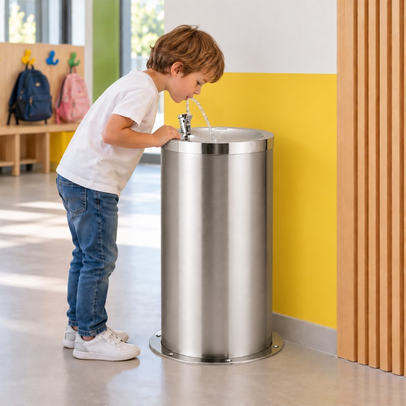 Fontaine à boire sur pied en inox pour enfant Fontaine à boire sur pied en inox pour enfant