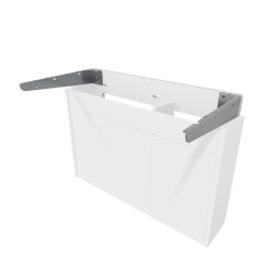 Support mural blanc à consoles inox réglables pour plan-vasque suspendu sans pied 900 mm Support mural blanc à consoles inox réglables pour plan-vasque suspendu sans pied 900 mm