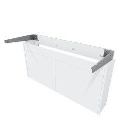 Support mural blanc à consoles inox réglables pour plan-vasque suspendu sans pied 1200 mm Support mural blanc à consoles inox réglables pour plan-vasque suspendu sans pied 1200 mm