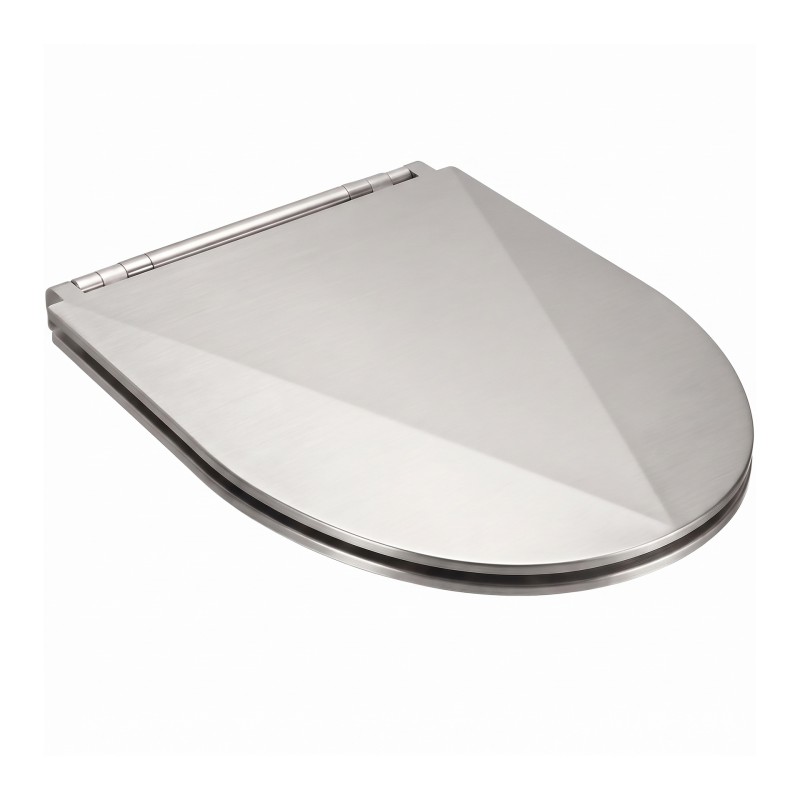 Brushed stainless steel toilet seat and lid for SUPRATECH D-shaped stainless steel toilet pan