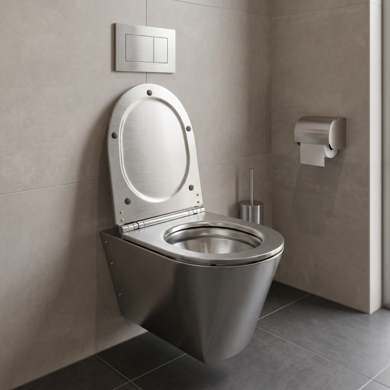 Abattant double WC inox suspendu antivandalisme Abattant double WC inox suspendu antivandalisme